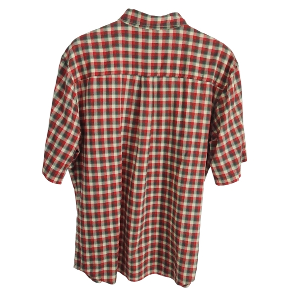 WOOLRICH Red Green Plaid Short Sleeve Button-Up Shirt โ size large - Picture 3 of 10